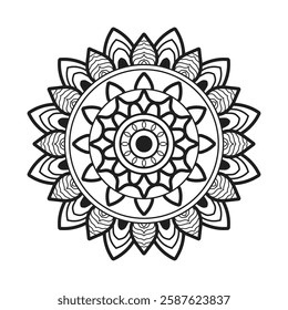 Circular pattern in the form of a mandala. Henna tatoo mandala. Mehndi style. Coloring book page.