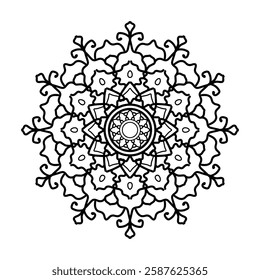 Circular pattern in form of mandala for Henna, Mehndi, tattoo, decoration. Decorative frame ornament in ethnic oriental style. Coloring book page.
