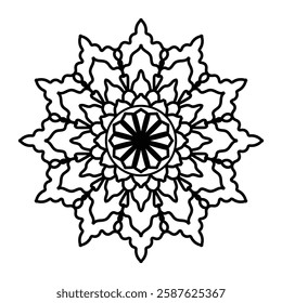 Circular pattern in form of mandala for Henna, Mehndi, tattoo, decoration. Decorative frame ornament in ethnic oriental style. Coloring book page.