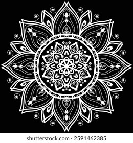 Circular pattern in the form of a mandala. Henna tattoo mandala. Mehndi style. Decorative pattern in oriental style. Coloring book page.