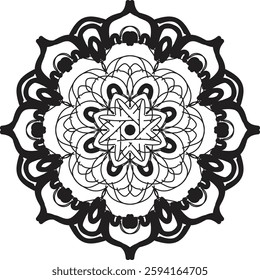 Circular pattern in the form of a mandala. Henna tatoo mandala. Mehndi style. Decorative pattern in oriental style. Coloring book page.