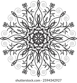 Circular pattern in the form of a mandala. Henna tatoo mandala. Mehndi style. Decorative pattern in oriental style. Coloring book page.
