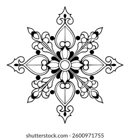 Circular pattern in the form of a mandala. Henna tatoo mandala. Mehndi style. Decorative pattern in oriental style. Coloring book page.