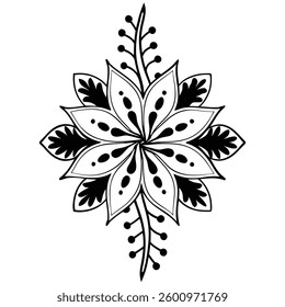 Circular pattern in the form of a mandala. Henna tatoo mandala. Mehndi style. Decorative pattern in oriental style. Coloring book page.