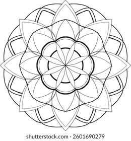 Circular pattern in the form of a mandala. Henna tatoo mandala. Mehndi style. Decorative pattern in oriental style. Coloring book page.