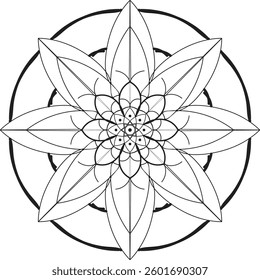 Circular pattern in the form of a mandala. Henna tatoo mandala. Mehndi style. Decorative pattern in oriental style. Coloring book page.