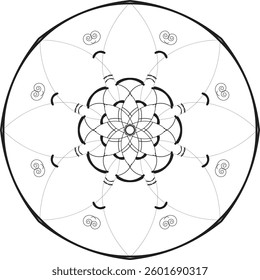 Circular pattern in the form of a mandala. Henna tatoo mandala. Mehndi style. Decorative pattern in oriental style. Coloring book page.