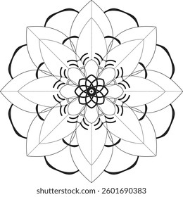 Circular pattern in the form of a mandala. Henna tatoo mandala. Mehndi style. Decorative pattern in oriental style. Coloring book page.
