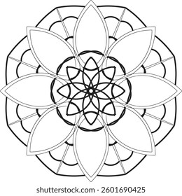 Circular pattern in the form of a mandala. Henna tatoo mandala. Mehndi style. Decorative pattern in oriental style. Coloring book page.