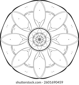 Circular pattern in the form of a mandala. Henna tatoo mandala. Mehndi style. Decorative pattern in oriental style. Coloring book page.