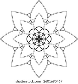 Circular pattern in the form of a mandala. Henna tatoo mandala. Mehndi style. Decorative pattern in oriental style. Coloring book page.