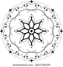 Circular pattern in the form of a mandala. Henna tattoo . Mehndi style. Decorative pattern in oriental style. Coloring book page. various mandala collections. 