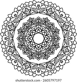 Circular pattern in the form of a mandala. Henna tatoo mandala. Mehndi style. Decorative pattern in oriental style. Coloring book page.