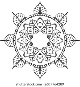 Circular pattern in the form of a mandala. Henna tatoo mandala. Mehndi style. Decorative pattern in oriental style. Coloring book page.