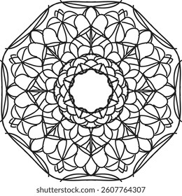 Circular pattern in the form of a mandala. Henna tatoo mandala. Mehndi style. Decorative pattern in oriental style. Coloring book page.