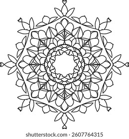Circular pattern in the form of a mandala. Henna tatoo mandala. Mehndi style. Decorative pattern in oriental style. Coloring book page.