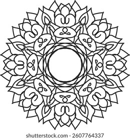 Circular pattern in the form of a mandala. Henna tatoo mandala. Mehndi style. Decorative pattern in oriental style. Coloring book page.