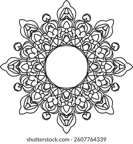 Circular pattern in the form of a mandala. Henna tatoo mandala. Mehndi style. Decorative pattern in oriental style. Coloring book page.
