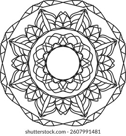 Circular pattern in the form of a mandala. Henna tatoo mandala. Mehndi style. Decorative pattern in oriental style. Coloring book page.
