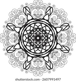 Circular pattern in the form of a mandala. Henna tatoo mandala. Mehndi style. Decorative pattern in oriental style. Coloring book page.
