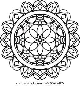Circular pattern in the form of a mandala. Henna tatoo mandala. Mehndi style. Decorative pattern in oriental style. Coloring book page.
