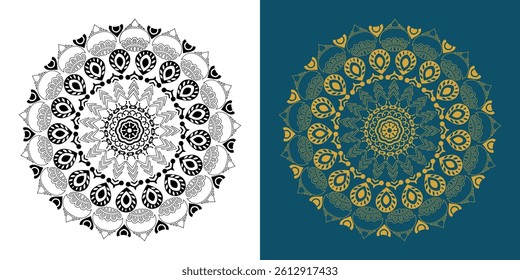 Circular pattern in the form of a mandala. Henna tatoo mandala. Mehndi style. Decorative pattern in oriental style. Coloring book page.