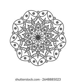 Circular pattern in form of mandala for Henna, tattoo, decoration. Decorative ornament in ethnic oriental style. Coloring book page