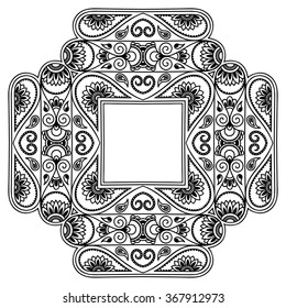 Circular pattern in form of mandala for Henna, Mehndi, tattoo, decoration. Decorative ornament in ethnic oriental style. Coloring book page.