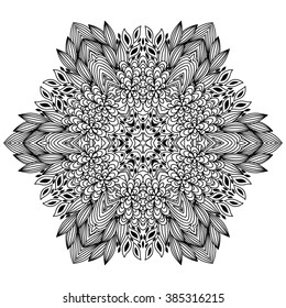 Circular pattern in form of mandala for Henna, Mehndi, tattoo, decoration. Decorative ornament in ethnic oriental style. Coloring book page.
