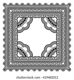 Circular pattern in form of mandala for Henna, Mehndi, tattoo, decoration. Decorative ornament in ethnic oriental style. Coloring book page.