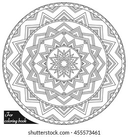 Circular pattern in form of mandala for Henna, Mehndi, tattoo, decoration. Decorative ornament in ethnic oriental style. Coloring book page.