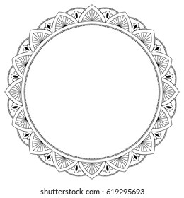 Circular pattern in form of mandala for Henna, Mehndi, tattoo, decoration. Decorative ornament in ethnic oriental style. Coloring book page.