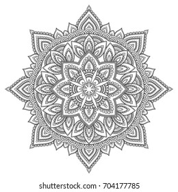 Circular pattern in form of mandala for Henna, Mehndi, tattoo, decoration. Decorative ornament in ethnic oriental style. Coloring book page.