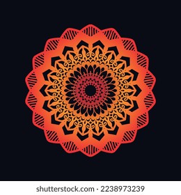 Circular pattern in form of mandala with lotus flower for Henna, Mehendi, tattoo, decoration. 