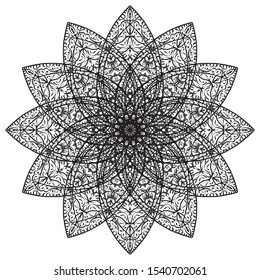 Circular pattern in form of mandala, Mehndi, tattoo, decoration. Decorative ornament in ethnic oriental style. Coloring book page.