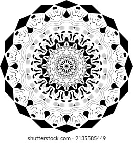 Circular pattern in form of mandala Mehndi, tattoo decoration Decorative ornament in ethnic oriental styledraw vector illustration.