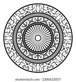 Circular pattern in the form of a mandala with swallow