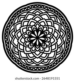Circular pattern in form of mandala, tattoo decoration and coloring book page. Decorative ornament in ethnic oriental style. Design for fabric, textile, book cover, illustration, embroidery and print.