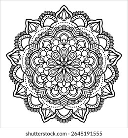 Circular pattern in form of mandala, tattoo decoration and coloring book page. Decorative ornament in ethnic oriental style. Design for fabric, textile, book cover, illustration, embroidery and print.