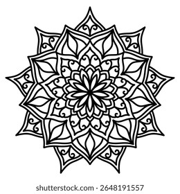Circular pattern in form of mandala, tattoo decoration and coloring book page. Decorative ornament in ethnic oriental style. Design for fabric, textile, book cover, illustration, embroidery and print.