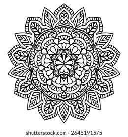 Circular pattern in form of mandala, tattoo decoration and coloring book page. Decorative ornament in ethnic oriental style. Design for fabric, textile, book cover, illustration, embroidery and print.
