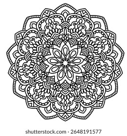 Circular pattern in form of mandala, tattoo decoration and coloring book page. Decorative ornament in ethnic oriental style. Design for fabric, textile, book cover, illustration, embroidery and print.