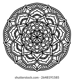 Circular pattern in form of mandala, tattoo decoration and coloring book page. Decorative ornament in ethnic oriental style. Design for fabric, textile, book cover, illustration, embroidery and print.