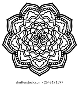 Circular pattern in form of mandala, tattoo decoration and coloring book page. Decorative ornament in ethnic oriental style. Design for fabric, textile, book cover, illustration, embroidery and print.