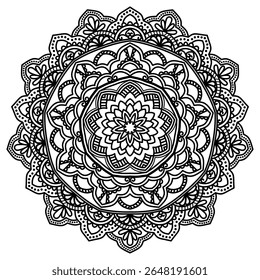 Circular pattern in form of mandala, tattoo decoration and coloring book page. Decorative ornament in ethnic oriental style. Design for fabric, textile, book cover, illustration, embroidery and print.