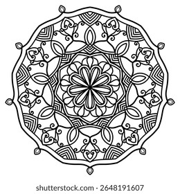 Circular pattern in form of mandala, tattoo decoration and coloring book page. Decorative ornament in ethnic oriental style. Design for fabric, textile, book cover, illustration, embroidery and print.