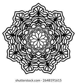 Circular pattern in form of mandala, tattoo decoration and coloring book page. Decorative ornament in ethnic oriental style. Design for fabric, textile, book cover, illustration, embroidery and print.