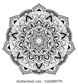 Circular pattern in the form of the mandala.Coloring page.Vector mandala with abstract elements on white background.Design element.Eastern ethnic ornament.