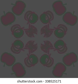 Circular   pattern  of  fruits motif, doodles, apples, leaves, harvest. Hand drawn.