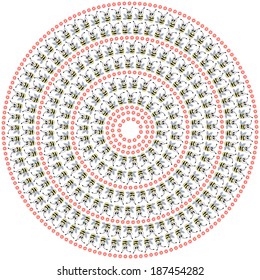 circular pattern with funny bees 